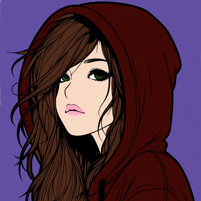 realistic girl with hoodie on