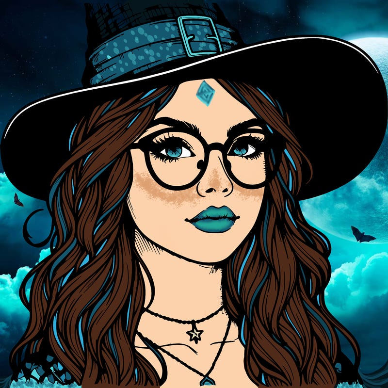 a witch with glasses realistic