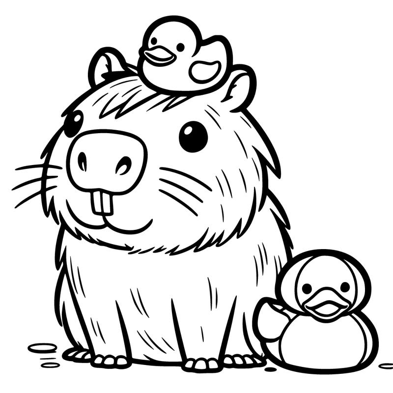 capybara with rubber ducky on its head
