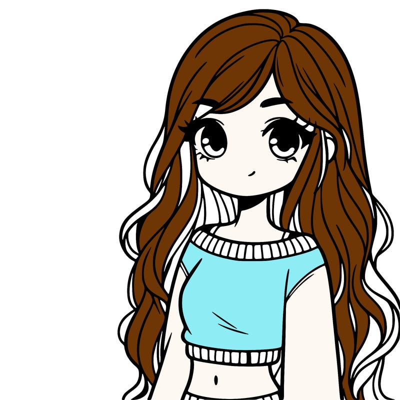 girl with long hair and a crop top with a sweater