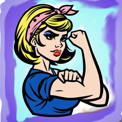 strong woman with a 60s american ad style