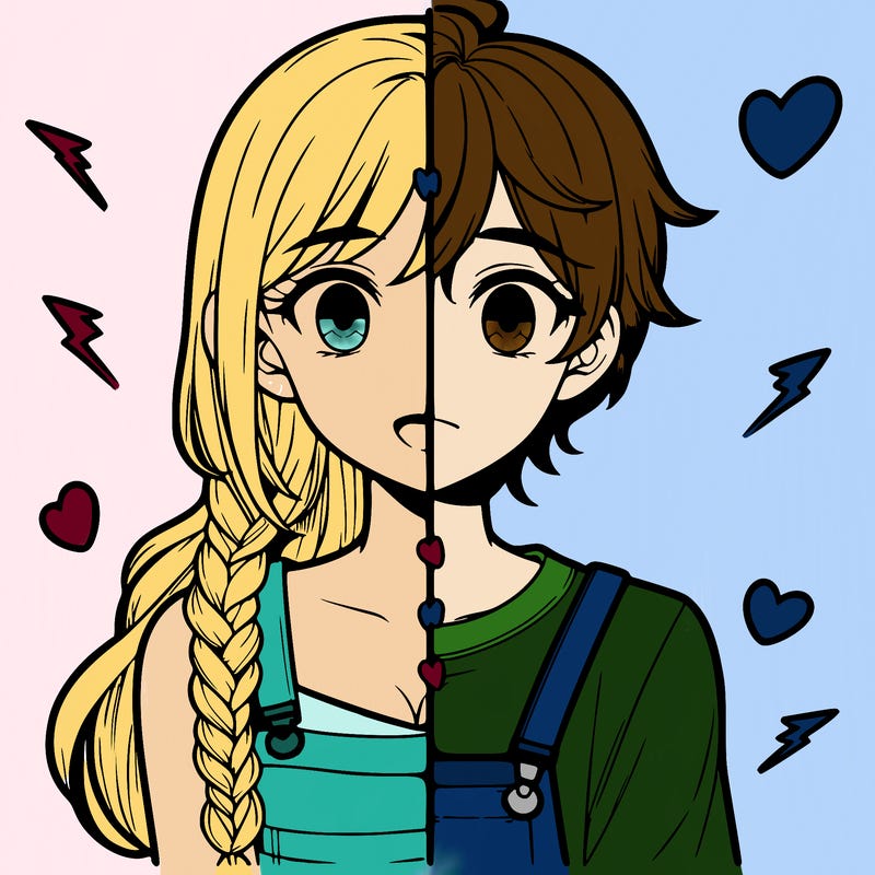 realistic girl boy split