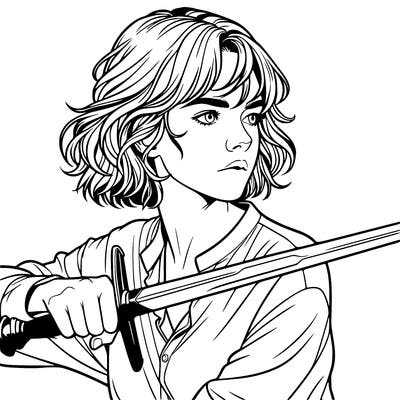 realistic girl with a sword