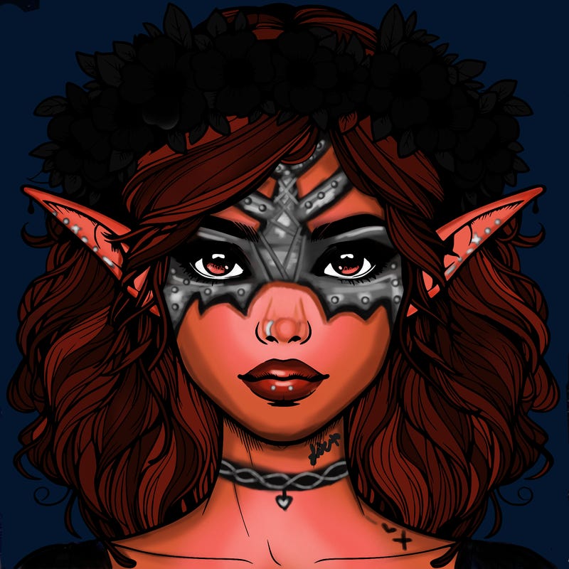 realistic female elf with flower crown