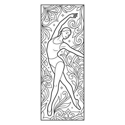 Bring to life this elegant coloring page featuring a human form dancer in a moment of pure grace. Designed as a beautiful bookmark, it offers a delightful creative escape for all ages.
