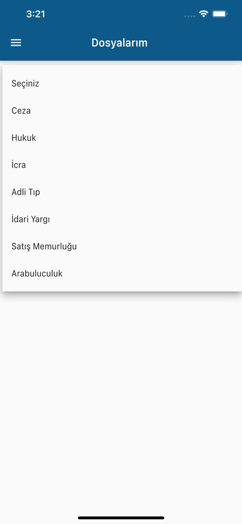 e-Adalet Vatandaş mobile app showing case file categories including Criminal, Civil, and Enforcement.