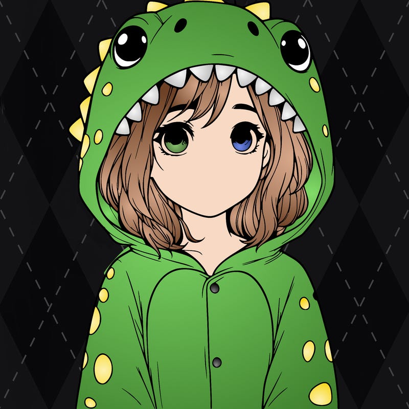 a girl in a dinosaur onesie realistic