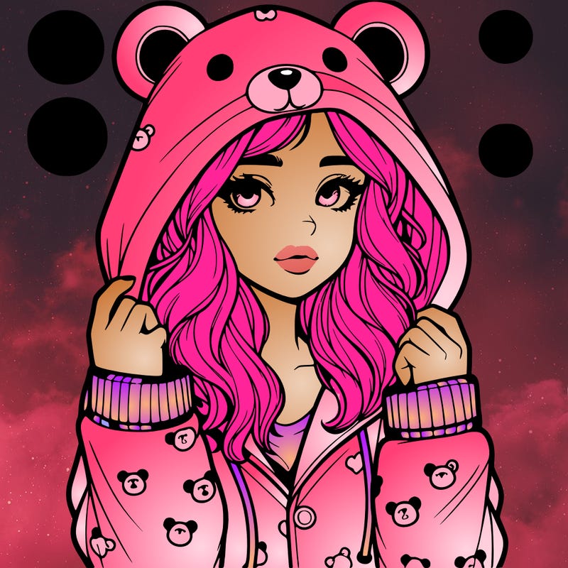 realistic girl in a animal pjs hoodie