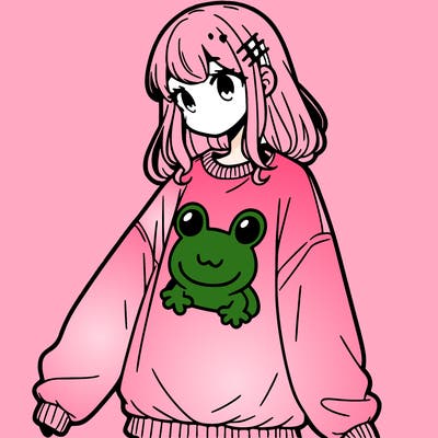 girl wearing frogging sweatshirt