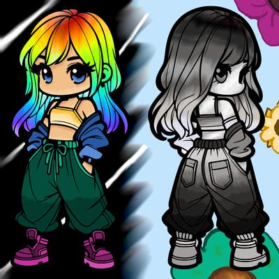 girl in crop top and baggy pants