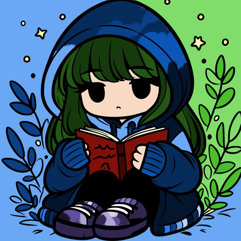 girl in oversized hoodie reading a book