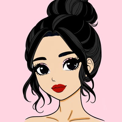 realistic pretty girl with hair in bun