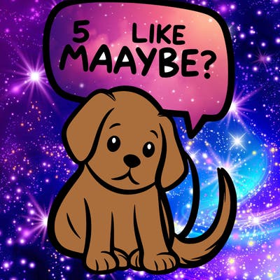 a puppy that says 5 like maybe