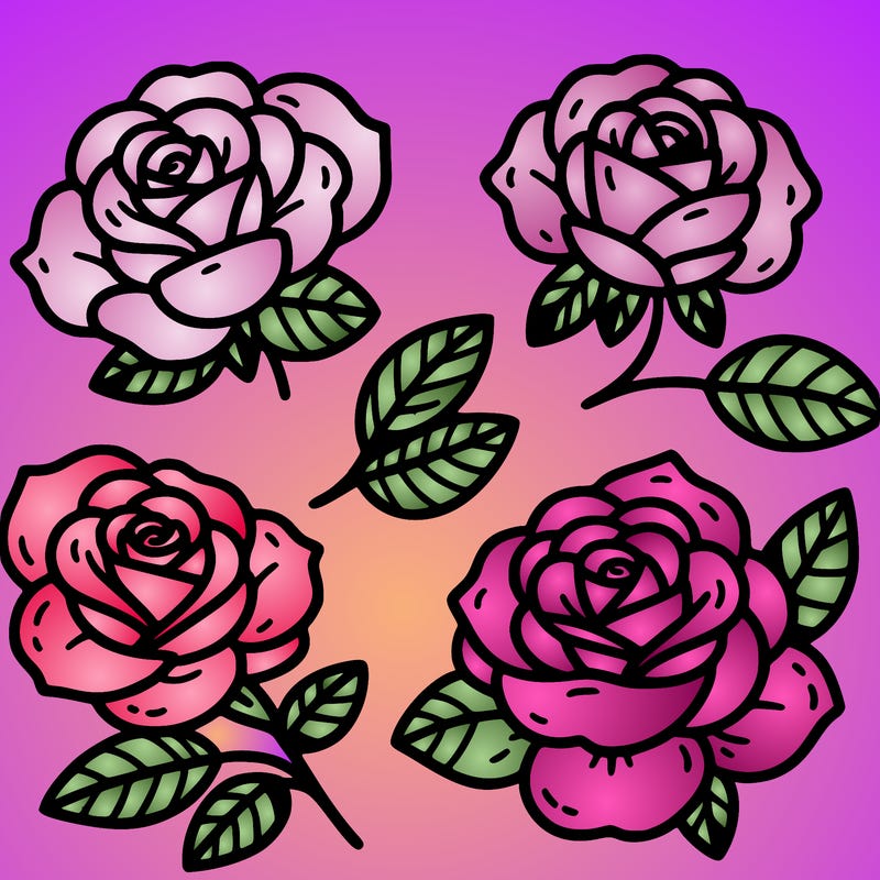 cute four pieces roses