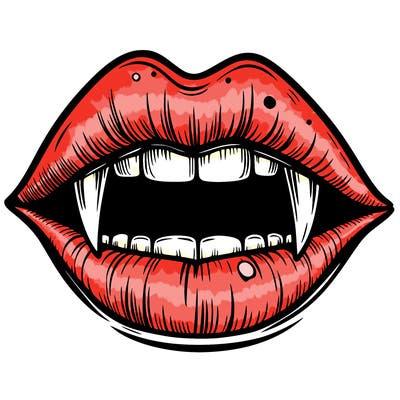 lips with vampire teeth