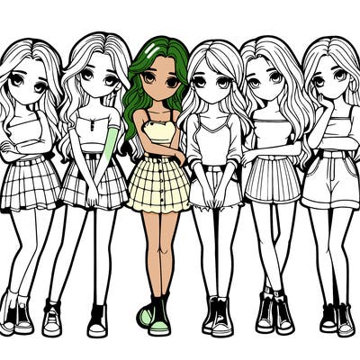 a group of girls realistic