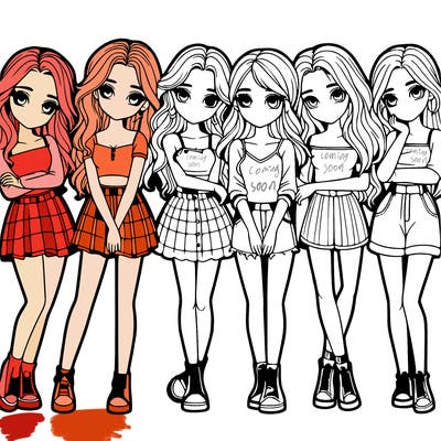 a group of girls realistic