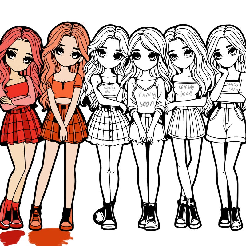 a group of girls realistic