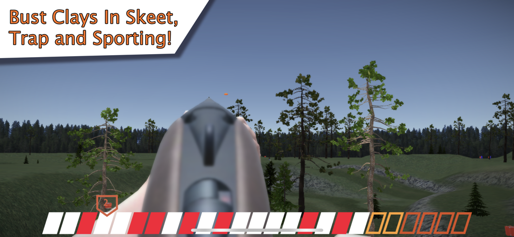 First person view of shotgun shooting at clay pigeons in Clay Hunt START