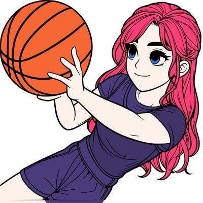 realistic girl playing basketball