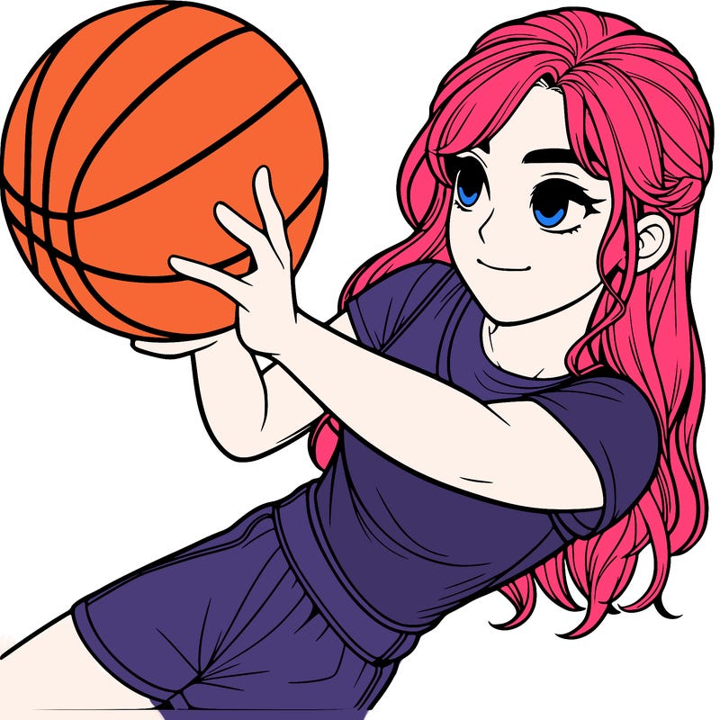 realistic girl playing basketball