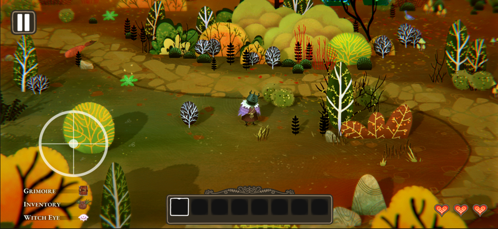 Wytchwood - The witch character standing in a stylized gothic forest in Wytchwood