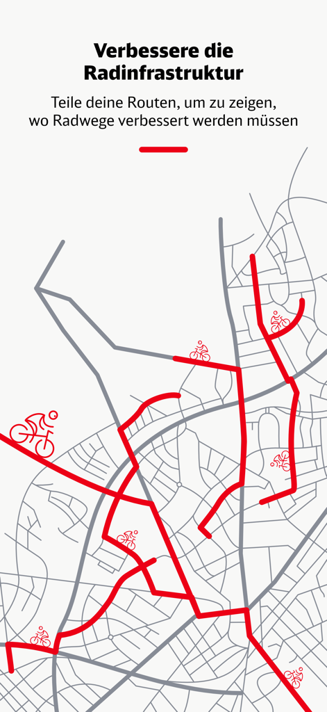 DB Rad+ Prämien für Kilometer - Un mapa que muestra rutas de bicicletas compartidas en la aplicación DB Rad plus para ayudar a mejorar la infraestructura ciclista local