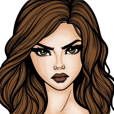 beautiful realistic girl with siren eyes and is intimidating