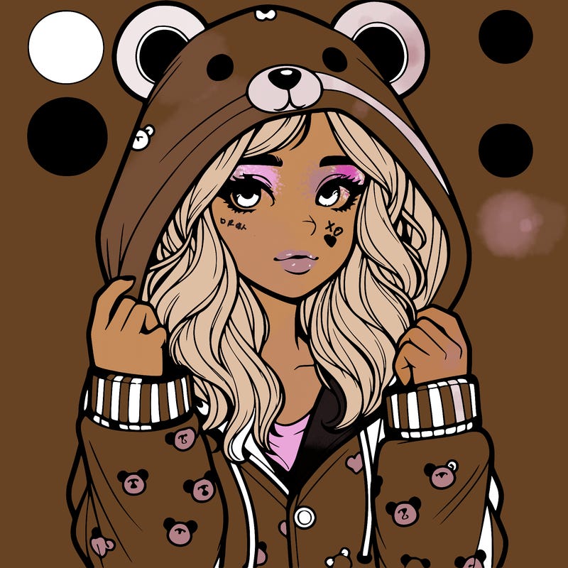 realistic girl in a animal pjs hoodie