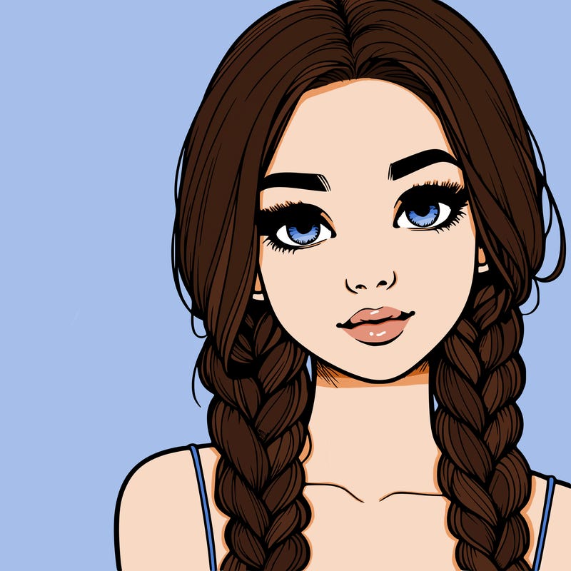realistic girl with braids