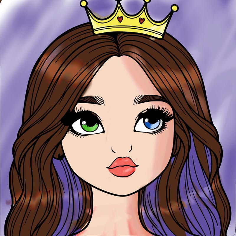 a realistic girl with a crown on