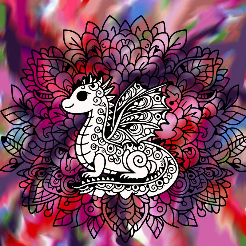 floral mandala dragon