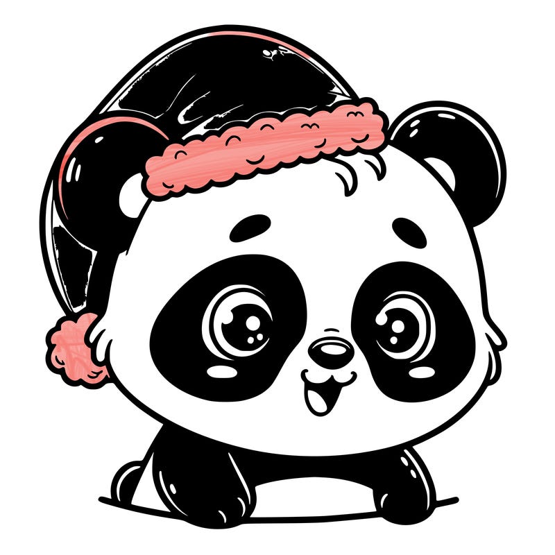 a cute panda wearing a santa hat