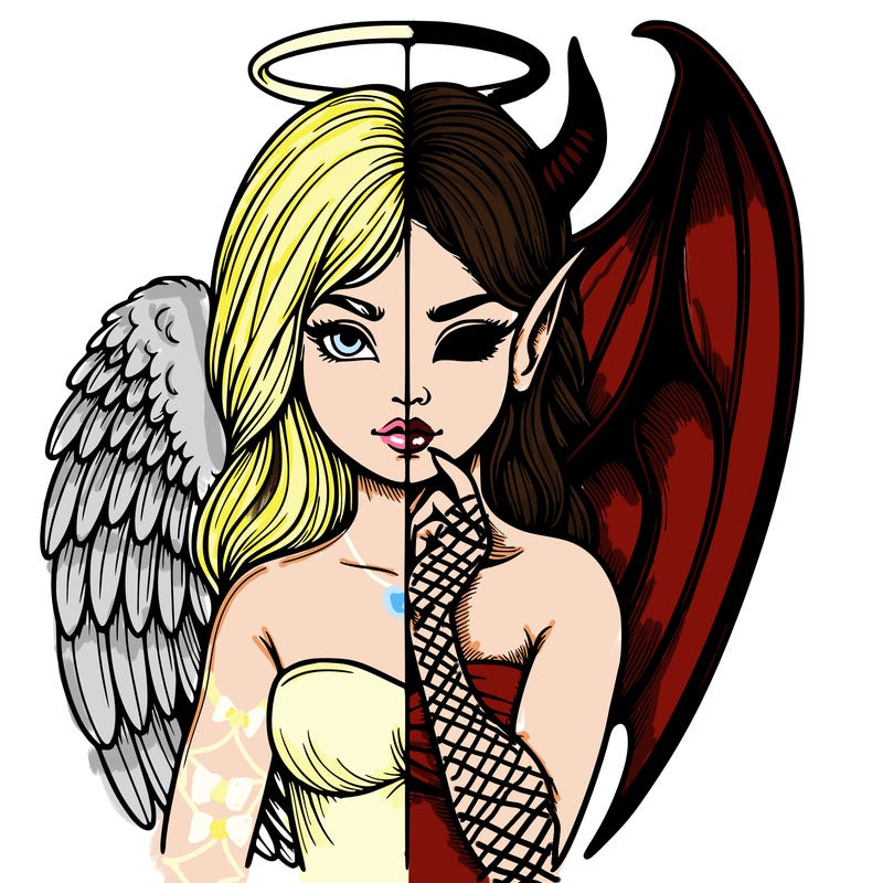 realistic angel half demon