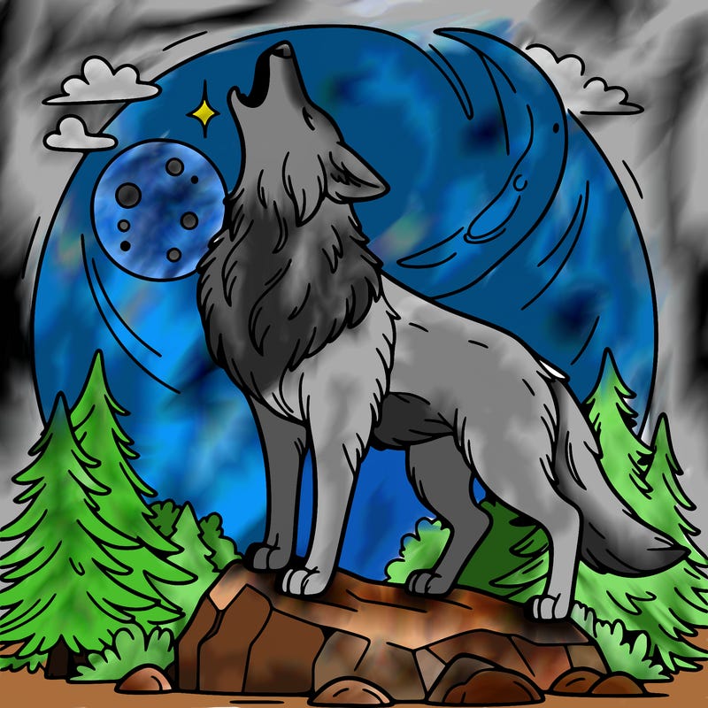 wolf howling at the moon