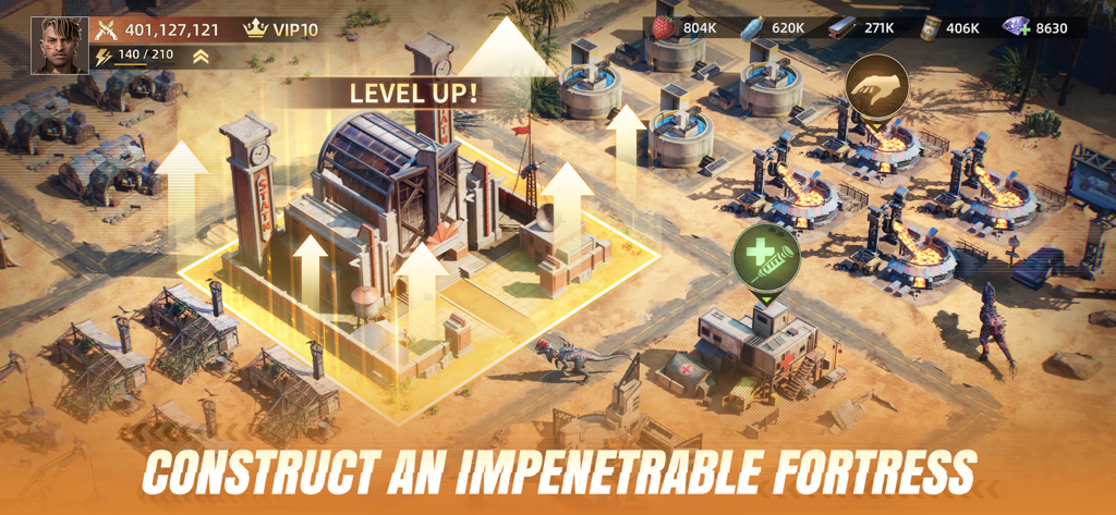 Constructing and leveling up a wasteland fortress in Mecha Domination Rampage