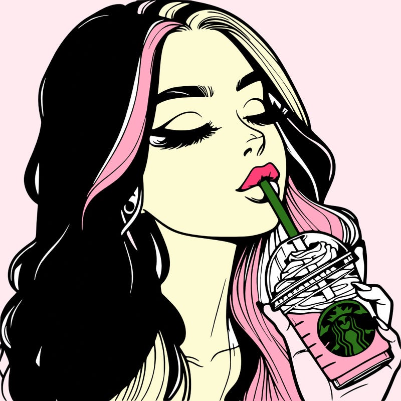 realistic girl drinking starbucks
