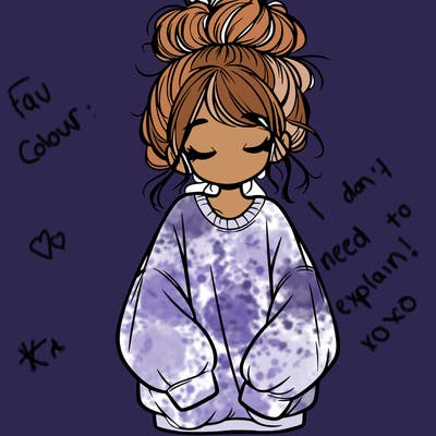 girl with baggy sweatshirt and messy bun