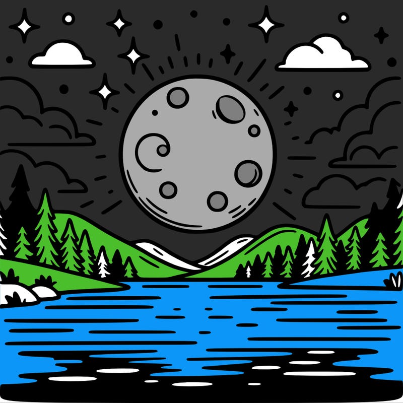 moonlight shining on a lake