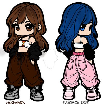 girl in crop top and baggy pants