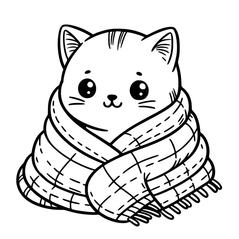 cat in a soft blanket