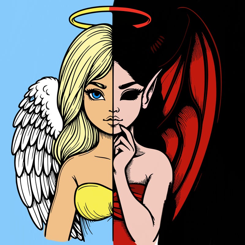 realistic angel half demon