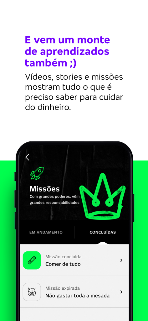 nextJoy - NextJoy mobile app interface showing gamified financial missions and education tasks for kids