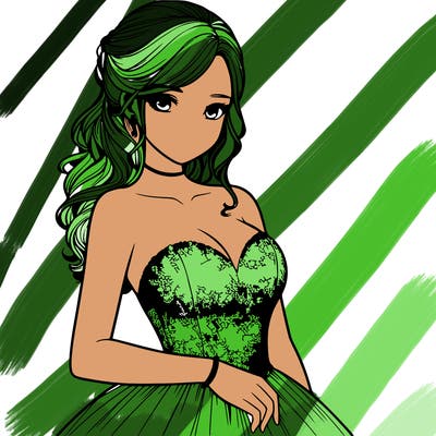 realistic girl in prom dress