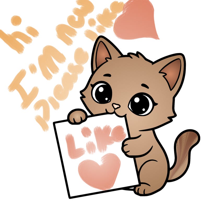 a small cat with a blank sheet of paper in its hand. the cat is sooooooo cute!