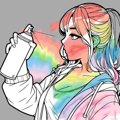a realistic girl spray, painting