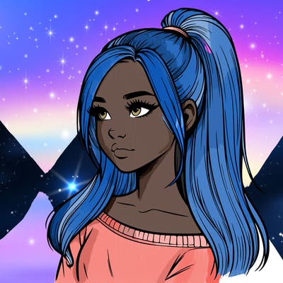 realistic girl with a high ponytail