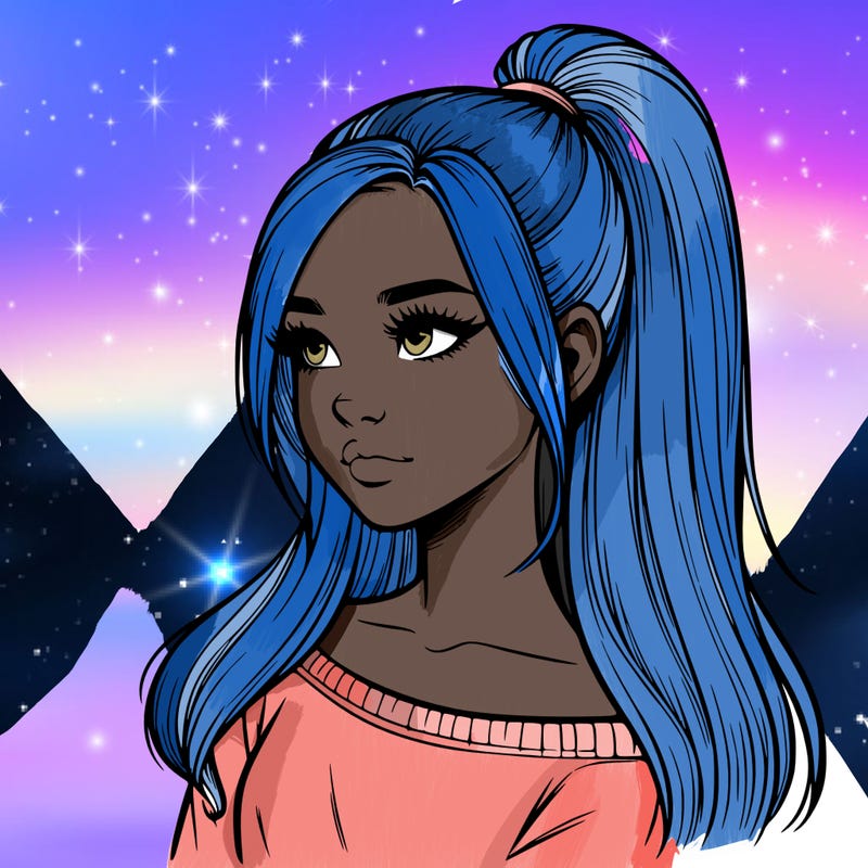 realistic girl with a high ponytail