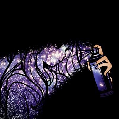 a realistic girl spray painting