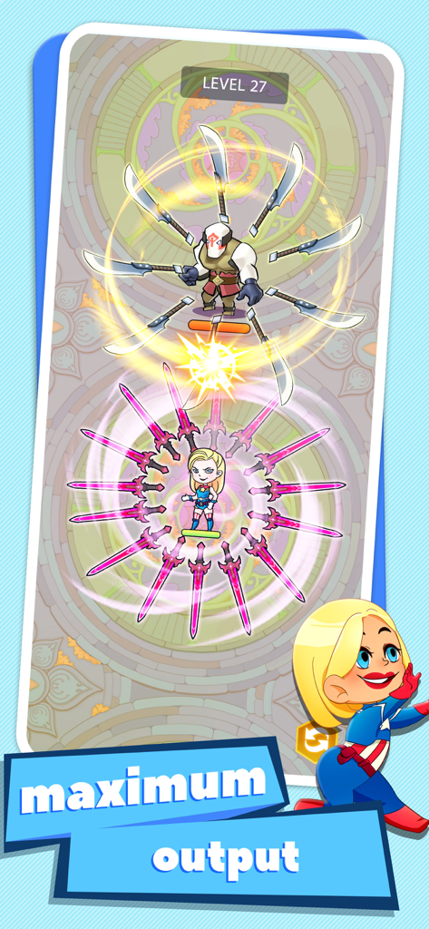 Action-packed hero battle in X-HERO showing special moves and level progress.